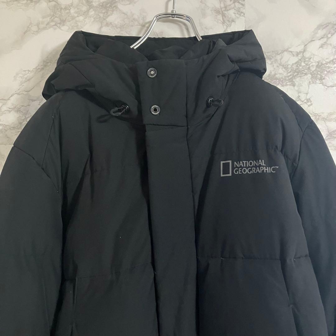 ナショナルジオグラフィック ワンポイントロゴ ダウンコート ブラック