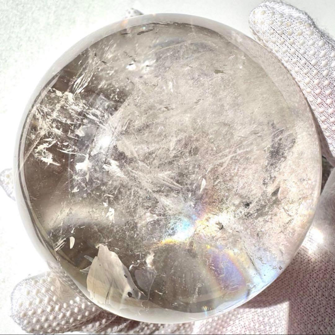 綺麗 虹入り ヒマラヤレインボー 水晶 丸玉 83.2mm