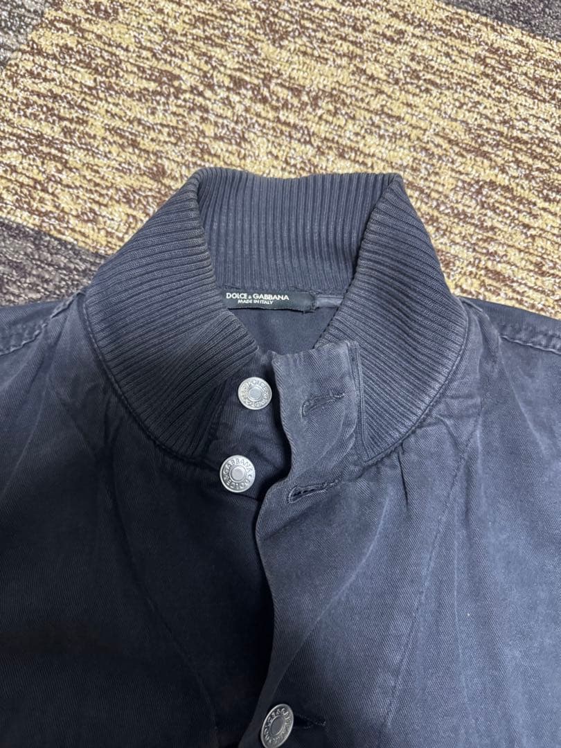 Dolce & Gabbana ダークグレー デニムジャケット リブ｜