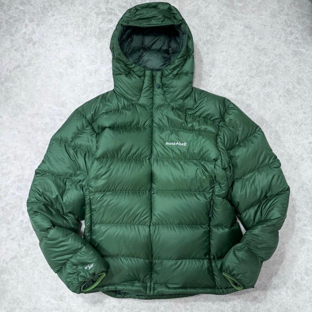美品 mont-bell ライトアルパインダウンパーカ グリーン L ボリューム