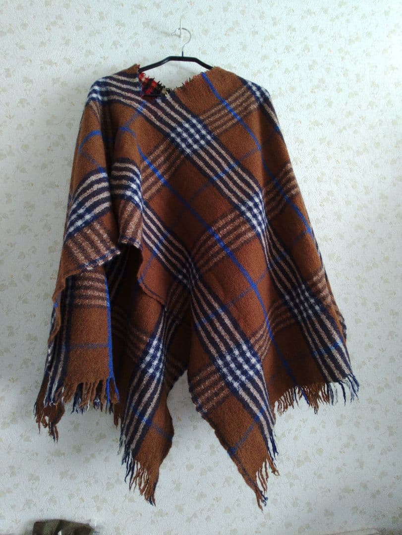 45Rインドメリノカシミアポンチョ/茶系 45Rインドメリノカシミヤのチェックポンチョ: GOODS｜45R