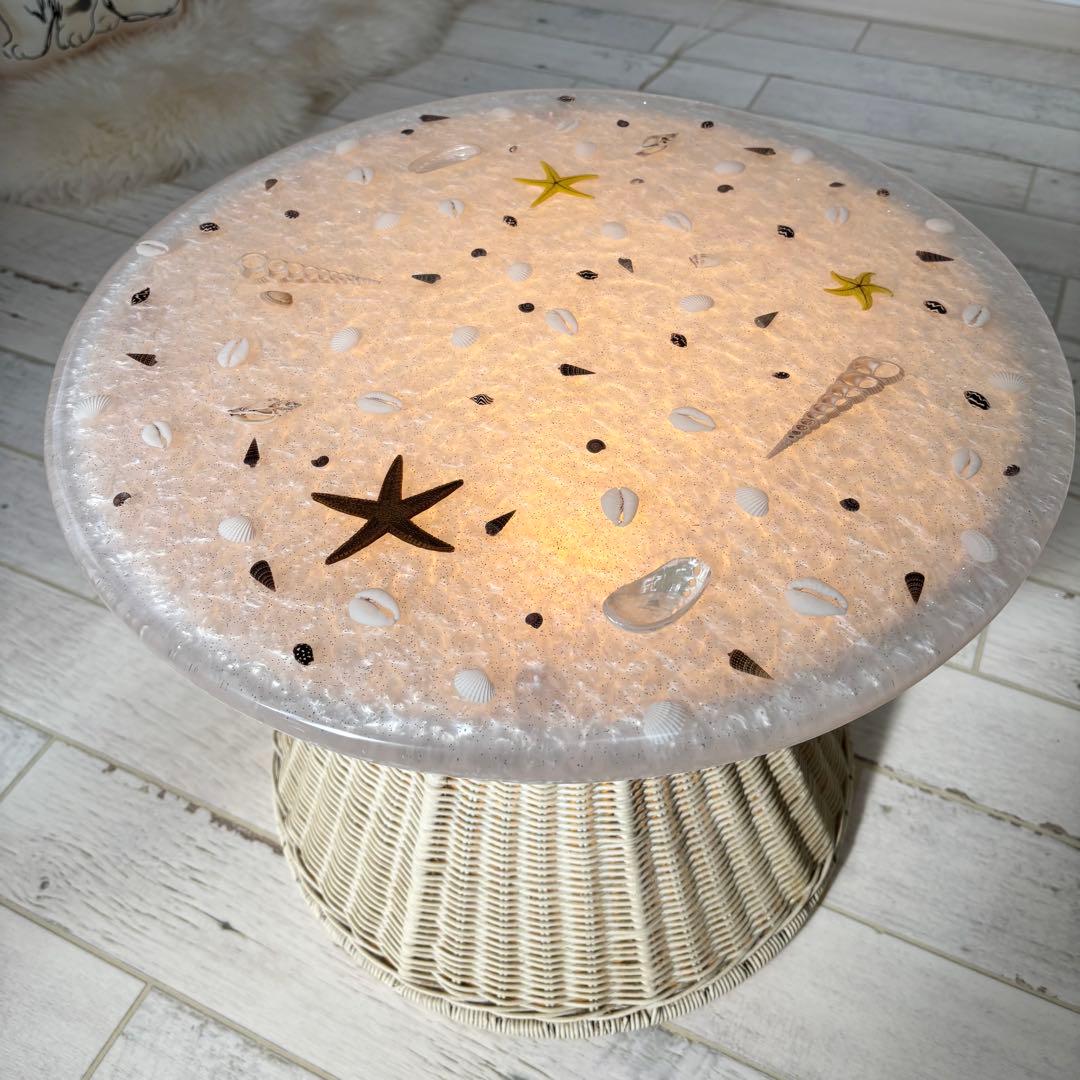 《SALE価格》シェル ラタンテーブル　希少　アンティーク　サイドテーブル