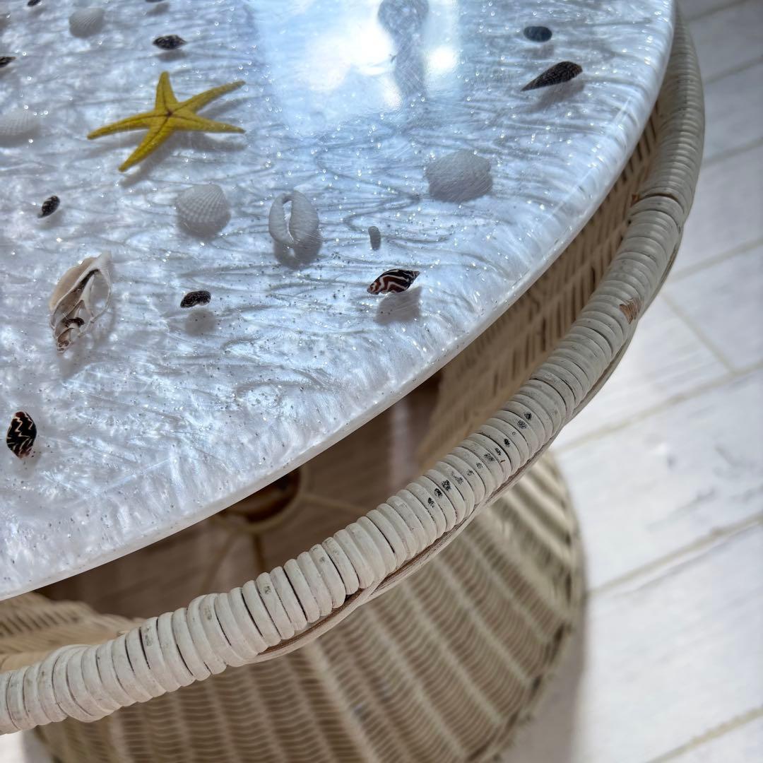 《SALE価格》シェル ラタンテーブル　希少　アンティーク　サイドテーブル