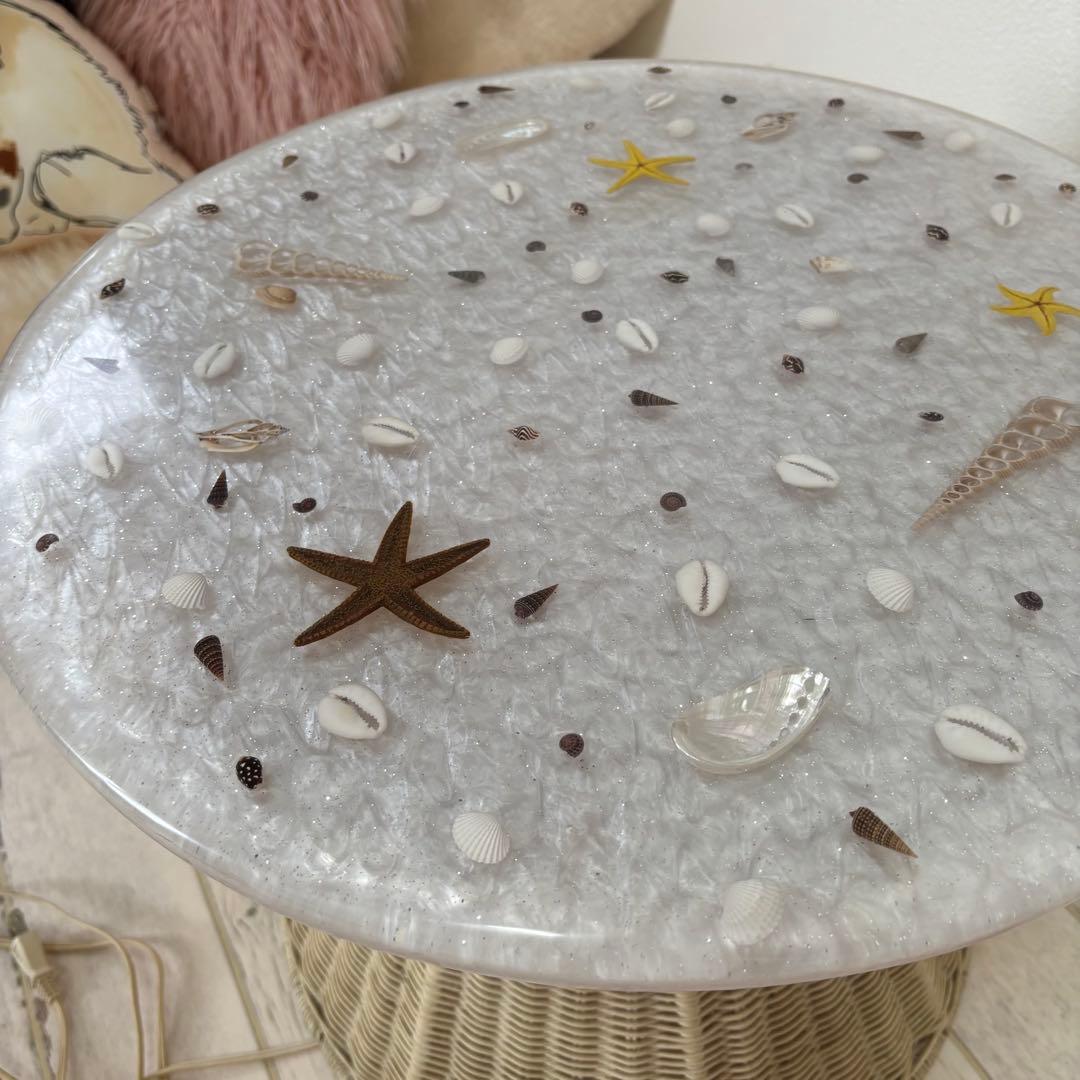 《SALE価格》シェル ラタンテーブル　希少　アンティーク　サイドテーブル