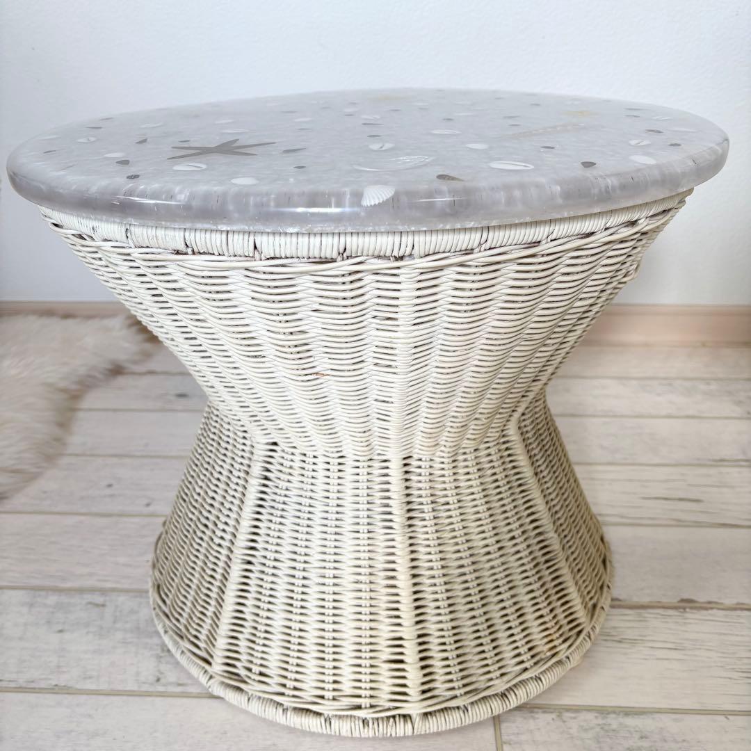 《SALE価格》シェル ラタンテーブル　希少　アンティーク　サイドテーブル