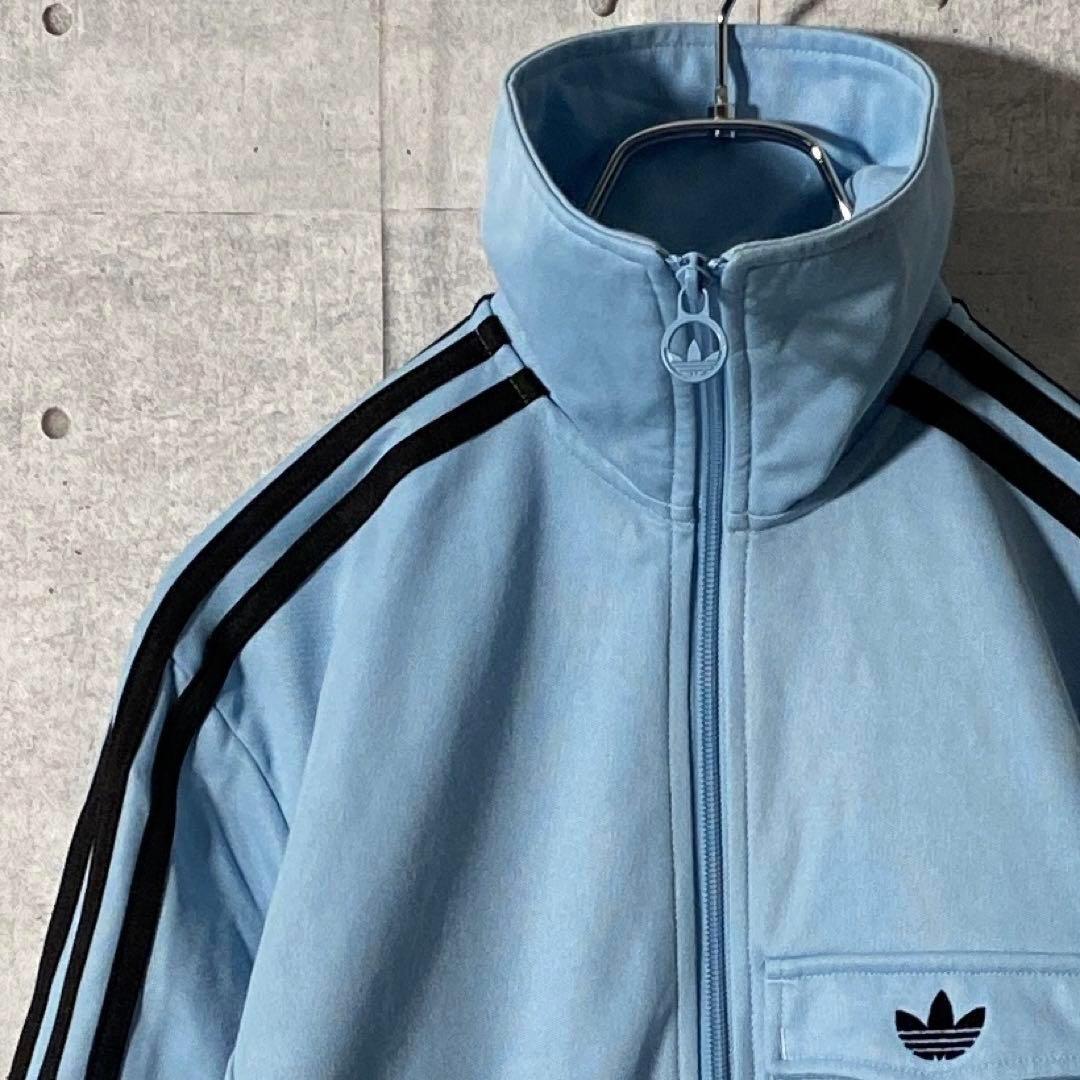 希少】アディダス ドイツ トラックジャケット ジャージ M 水色 刺繍