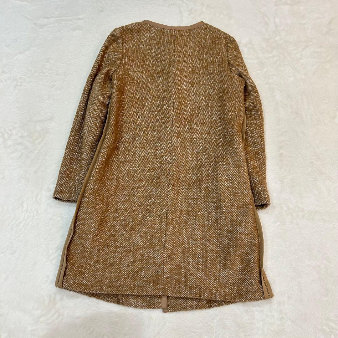 ランバンオンブルー モヘア アルパカ ツイード ノーカラーコート