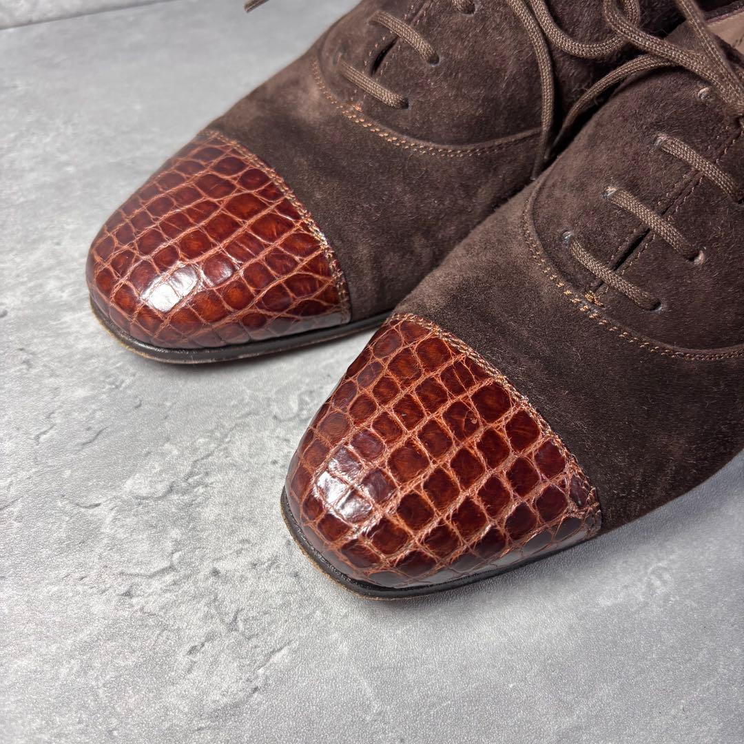 極美品✨TANINO CRISCI 本革 スエード×クロコ レースアップシューズ