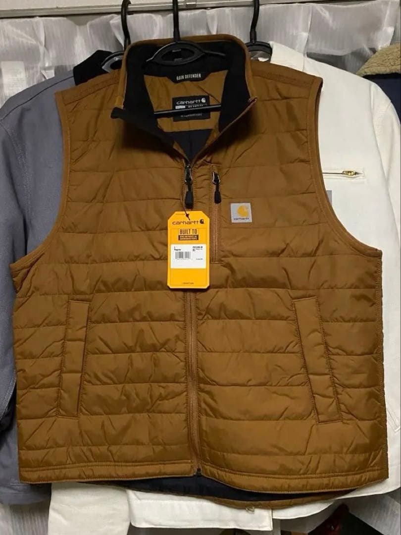 カーハート carhartt キルティングベスト カーハートブラウン Lサイズ