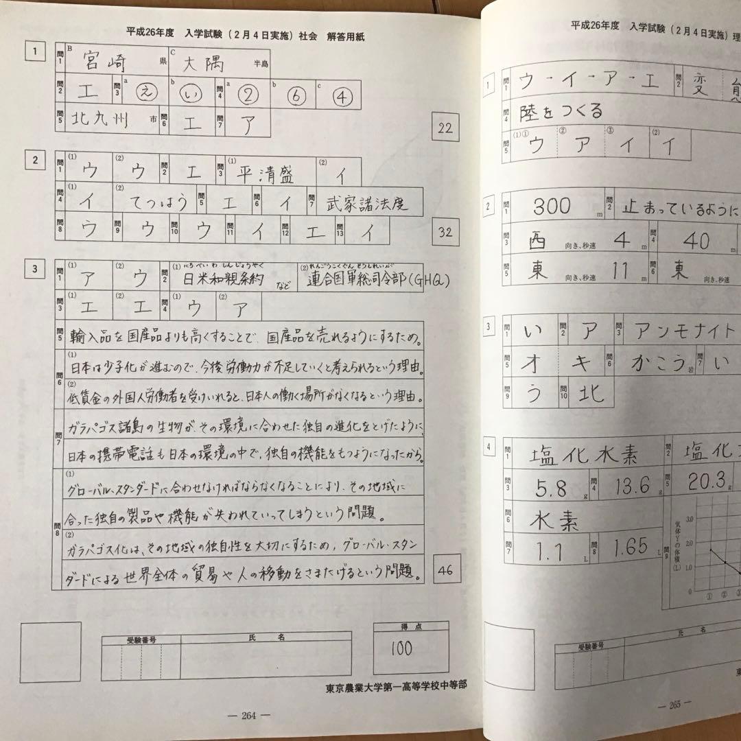 東京農大一中・三中 入試問題集 2015年版、2014年版 東京農大出版会