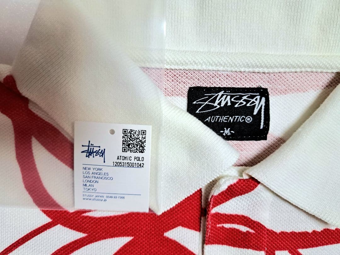 ゴルフ・M】Stüssy × FL アトミックリング ポロシャツ 白×赤 - メルカリ