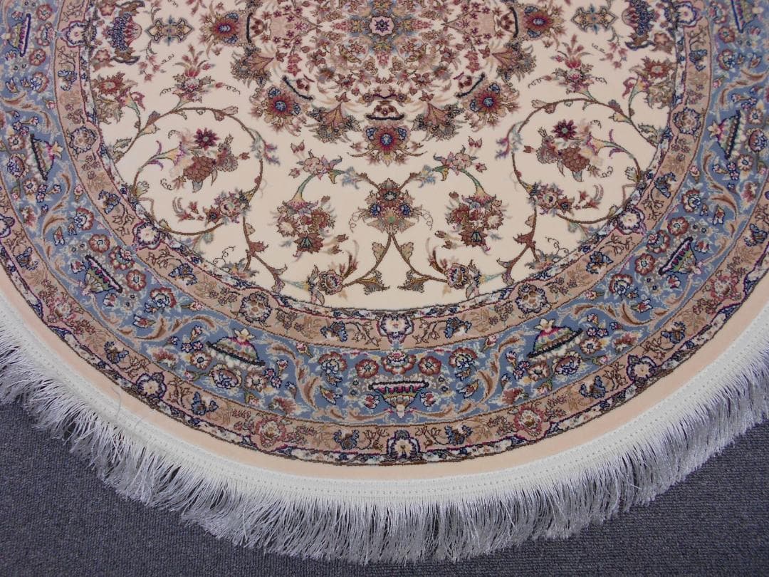 170万ノット、多色織！輝く、本場イラン産 絨毯！円形200cm‐200941