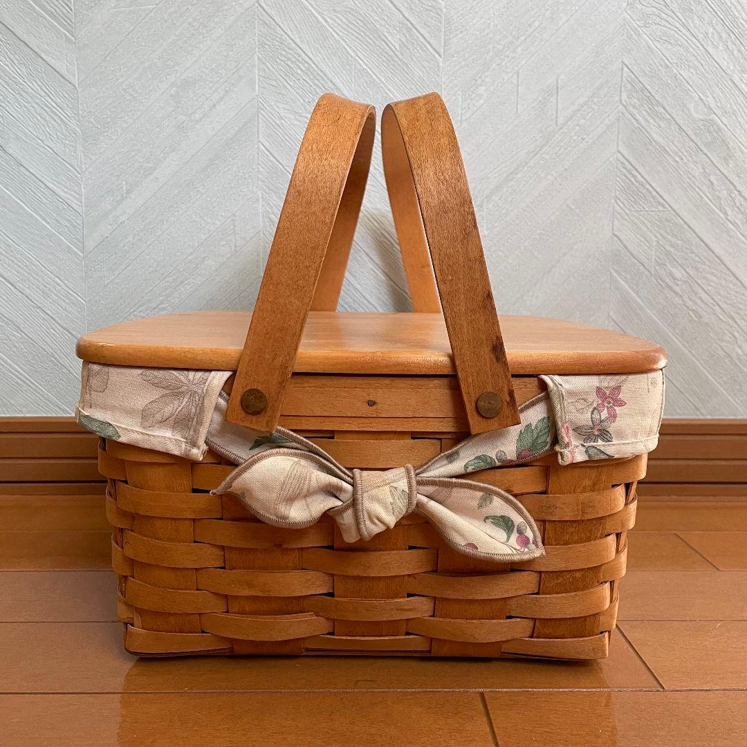 ロンガバーガー Longabergerアメリカ製 ストライプ柄バスケット 2点