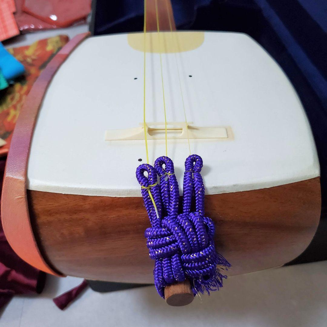 レザーハードケース】細棹三味線 長唄 花梨 天然皮 正寸 撥 駒 セット 中