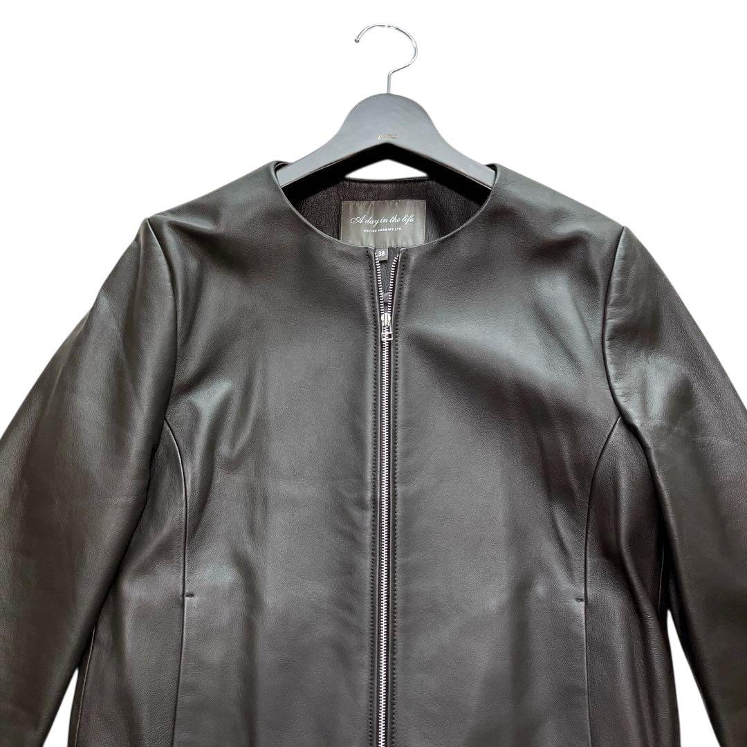 極美品】好配色◎グレーレザー/羊革「ユナイテッドアローズ」ノー