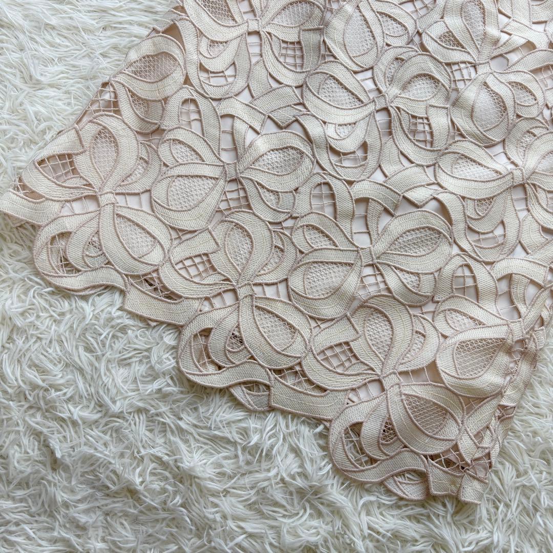 未使用品】 23年 エムズグレイシー リボンレースタイトスカート 刺繍