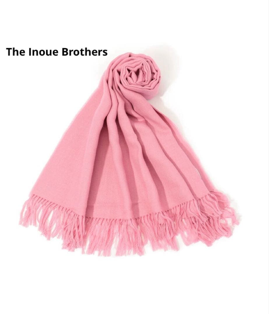 小物 The Inoue Brothers Non Brushed Stole THE INOUE BROTHERS Non Brushed Large Stole Twisted Fringes Teal