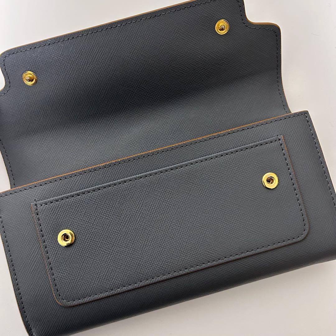 極美品】MARNI マルニ 長財布 サフィアーノ レザー グレー×ブラウン