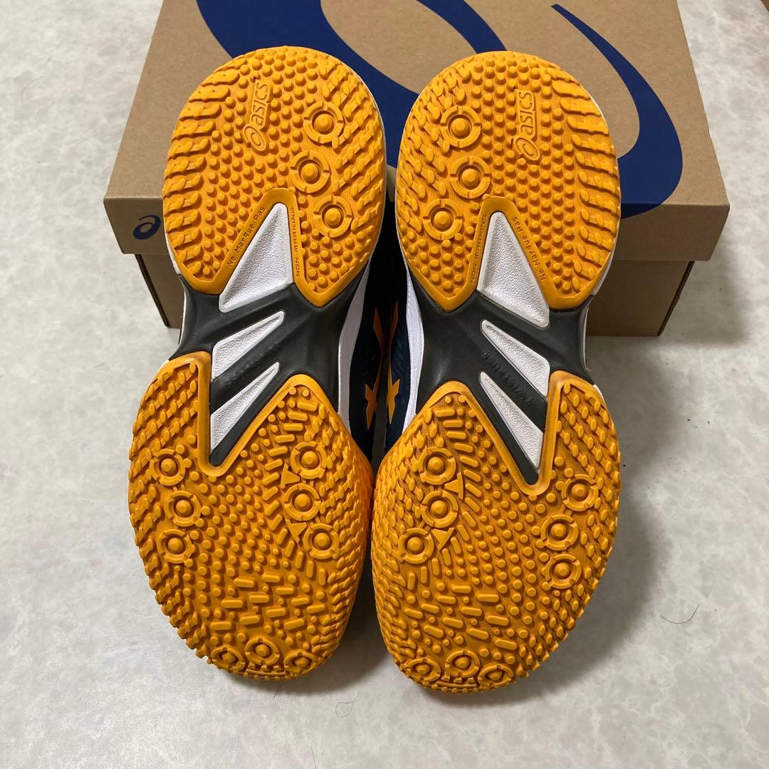 美品asics COURT FF 2 OC 25.5cm ネイビー/オレンジ
