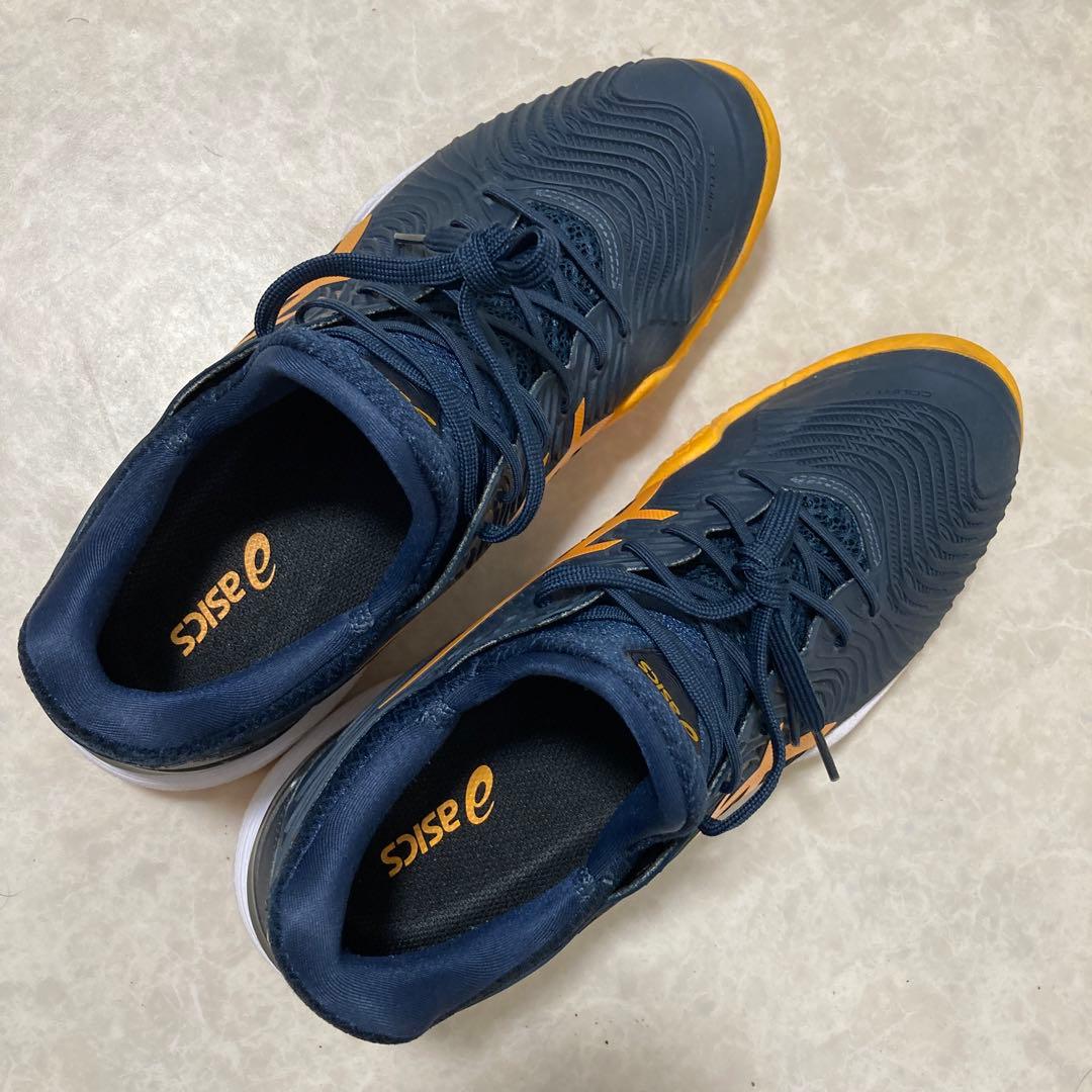 美品asics COURT FF 2 OC 25.5cm ネイビー/オレンジ