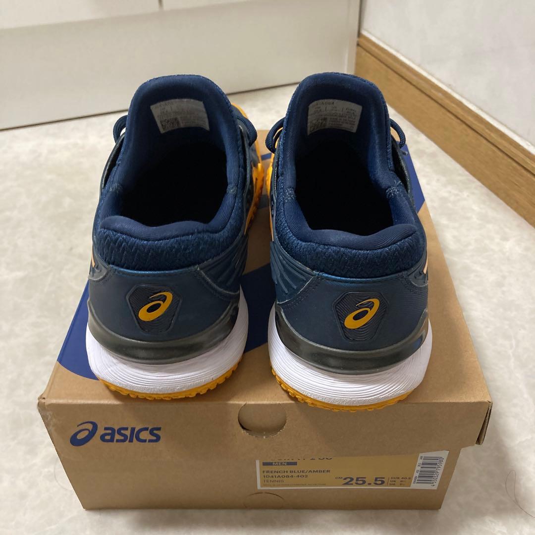 美品asics COURT FF 2 OC 25.5cm ネイビー/オレンジ
