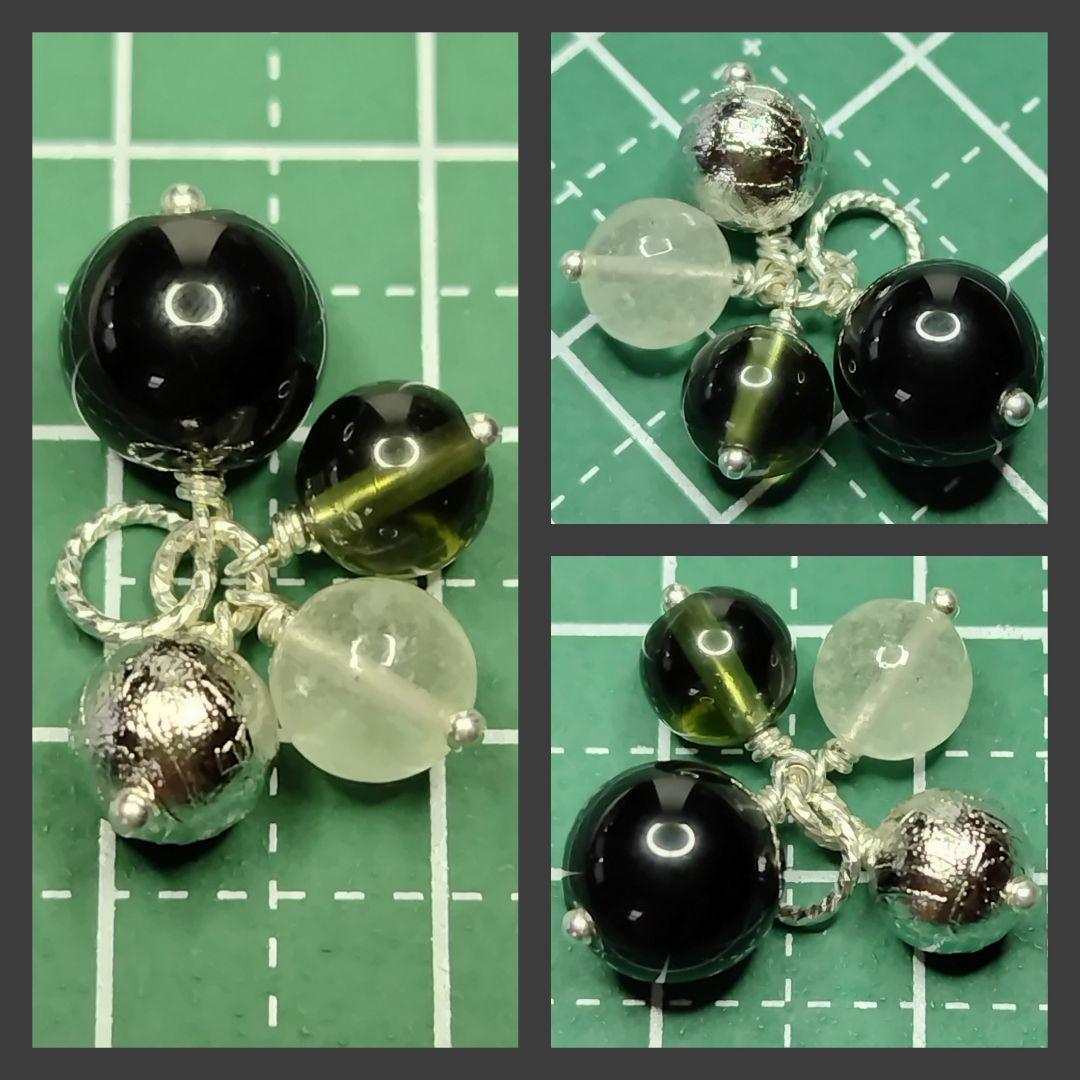 専用】ギベオン リビアン モルダバイト モリオン 4石の縦長チャーム