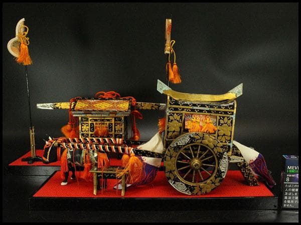 古い ミニチュア 雛道具 木製 蒔絵 牛車 駕籠 セット(ZE360) 楽天市場】☆ﾏﾗｿﾝ中P10倍☆【雛人形用道具セット】20号御所駕籠セット