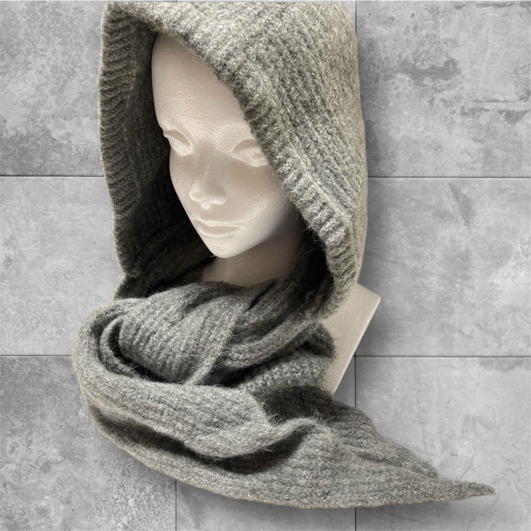 フード付き バラクラバ風 マフラー グレー カジュアル 海外 シンプル