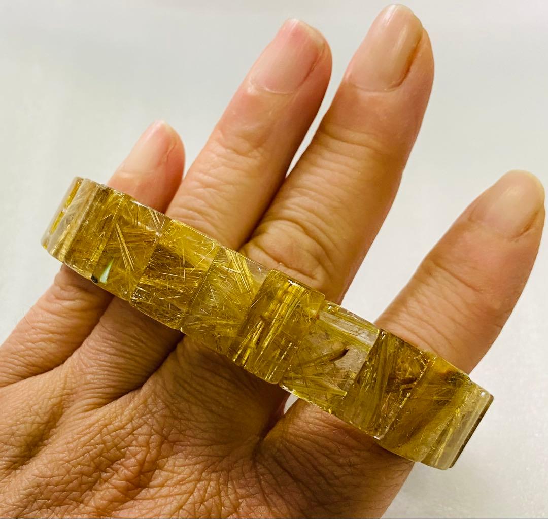 《月末までのSALE》タイチンルチルクォーツ ゴールドバングル