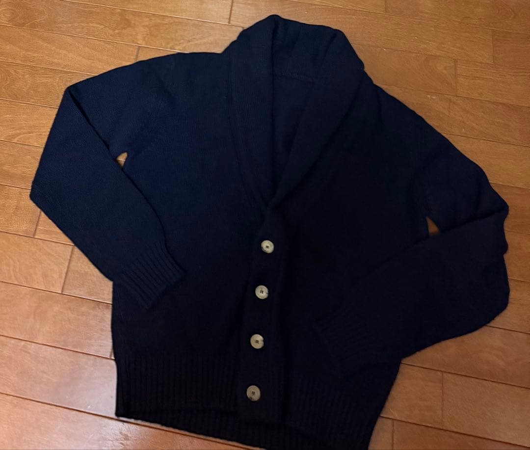 ANDERSON & SHEPPARD ショールカラーカーディガン ネイビー