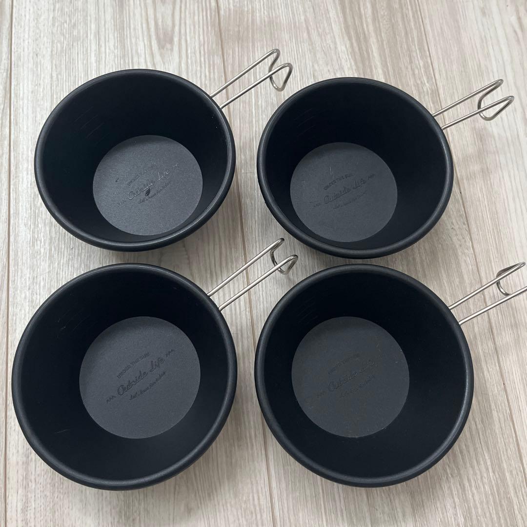 ダイソー DAISO シェラカップ 4個セット アウトドア用食器 黒 - メルカリ