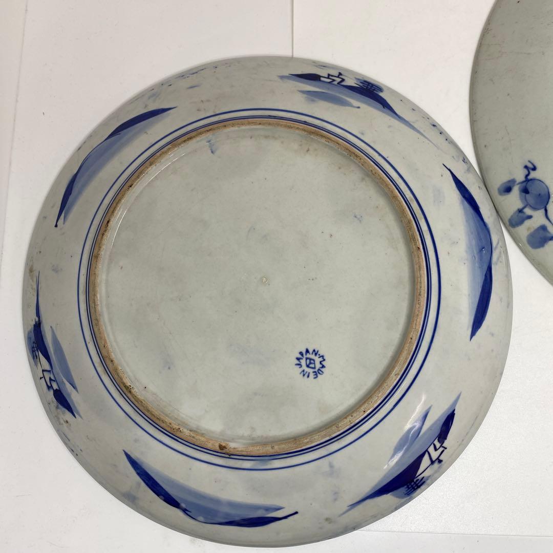 古伊万里 染錦 染付大皿4枚 美人画木箱付 タニコ 東