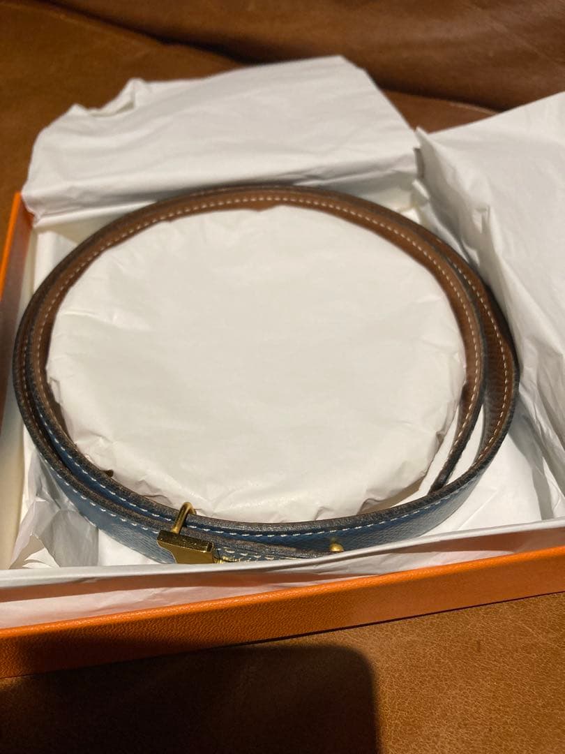 ほぼ新品 エルメス ベルト レディース ブルー ヴィンテージ 箱付き 付属品