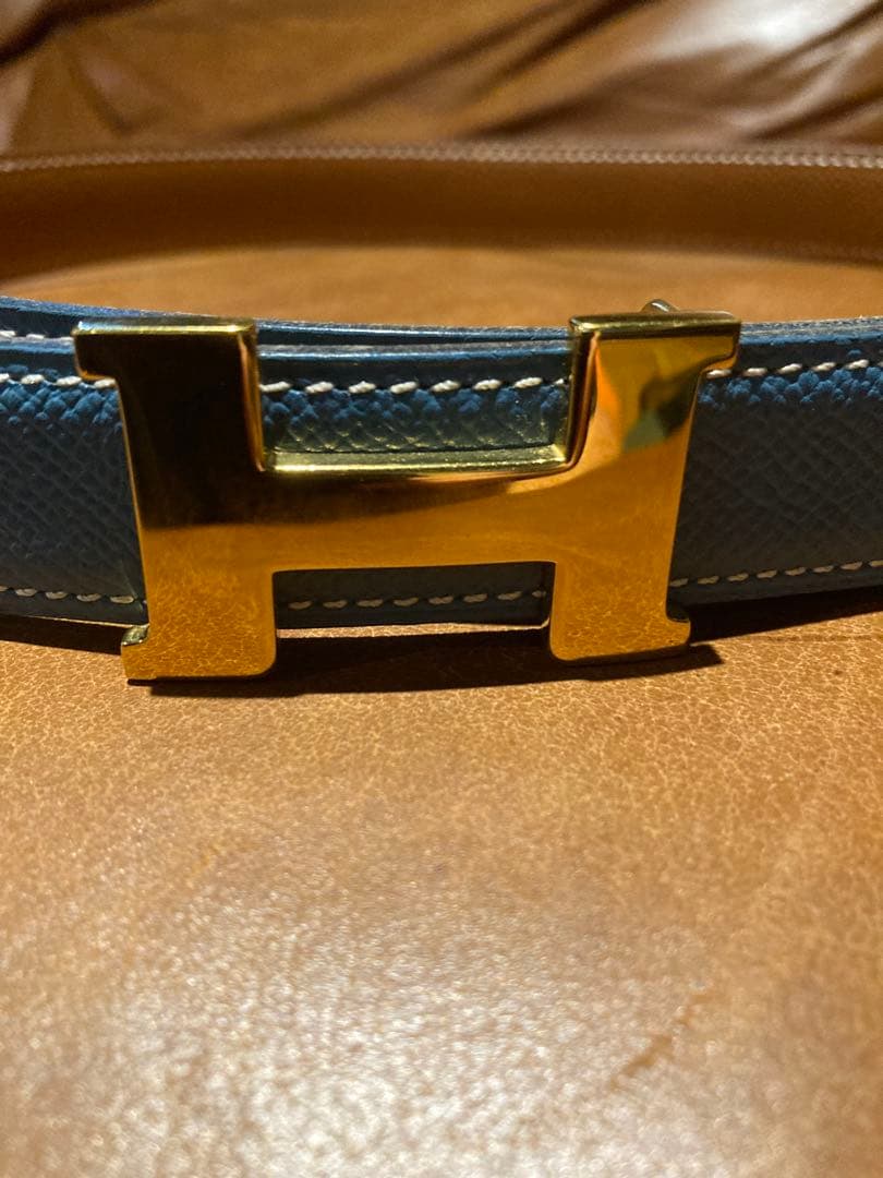 ほぼ新品 エルメス ベルト レディース ブルー ヴィンテージ 箱付き 付属品