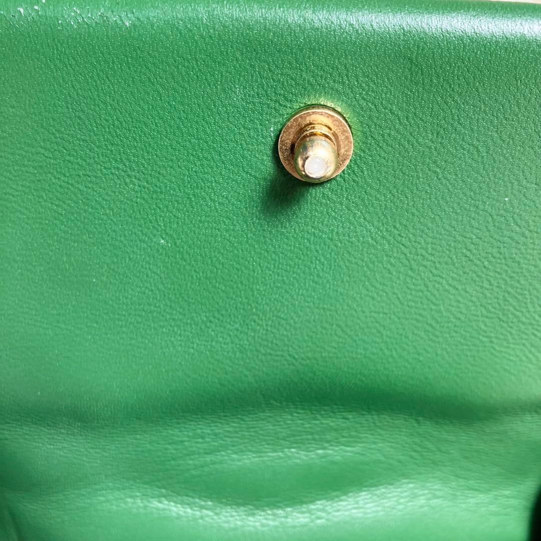 美品】トリーバーチ＊キルティング ゴールドチェーン レザーグリーン