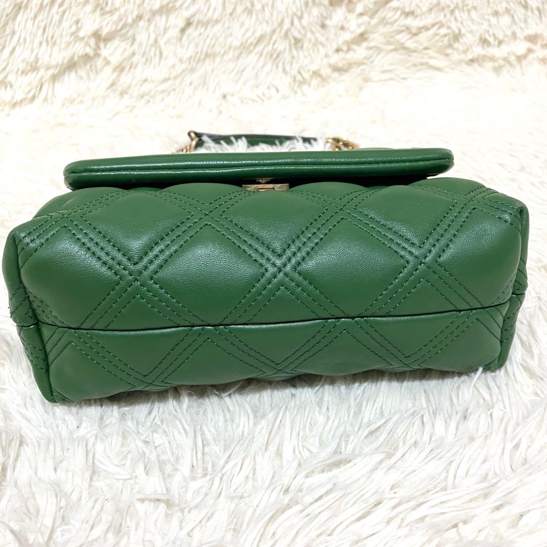 美品】トリーバーチ＊キルティング ゴールドチェーン レザーグリーン