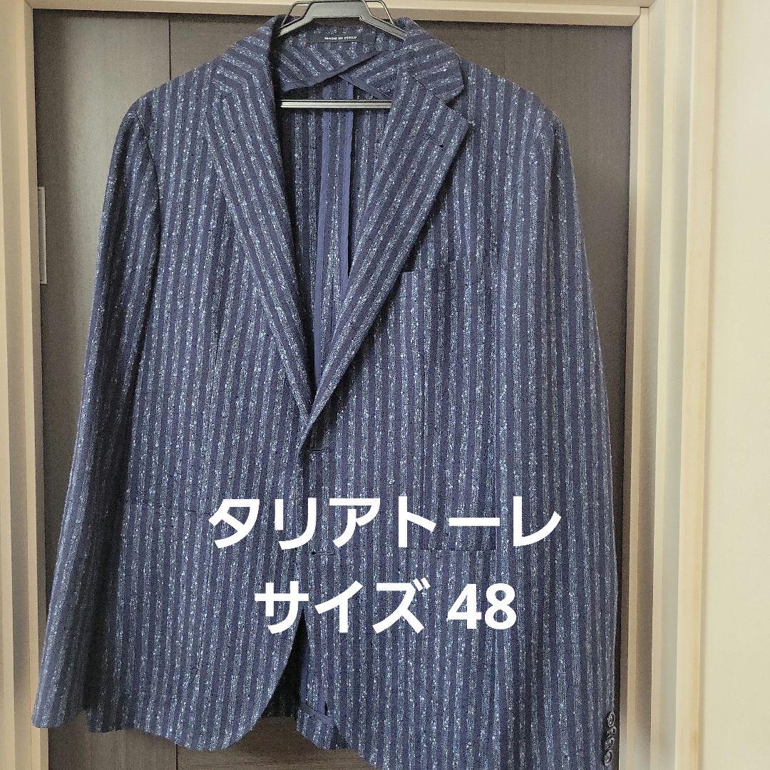 TAGLIATORE MONTECARLO リネン ネイビー ストライプ ネップ Super100's ホップサックネイビージャケット【MONTECARLO/モンテカルロ