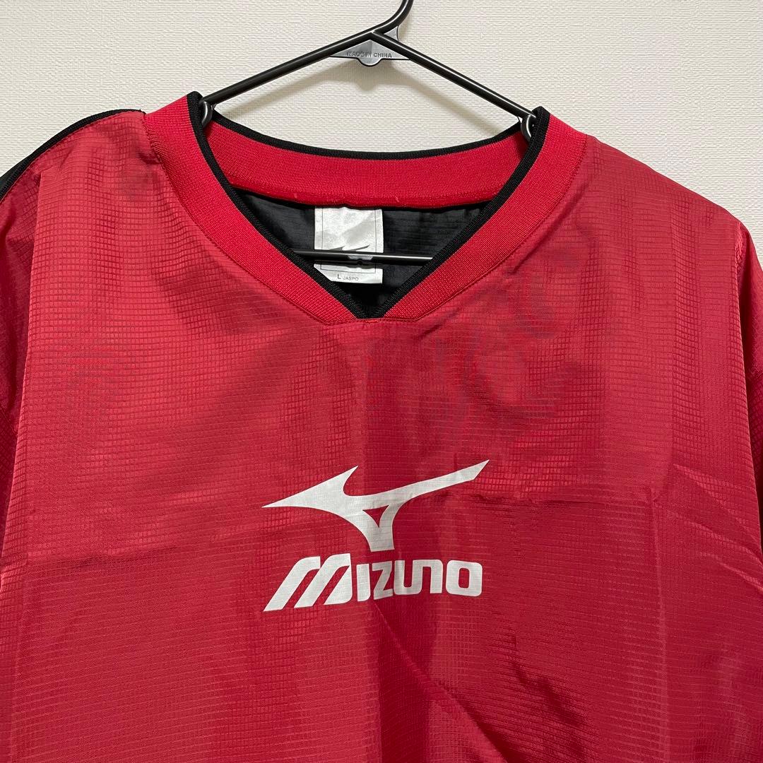 ミズノ メンズ 長袖ピステトップ ウィンドブレーカー L 赤 黒 サッカー
