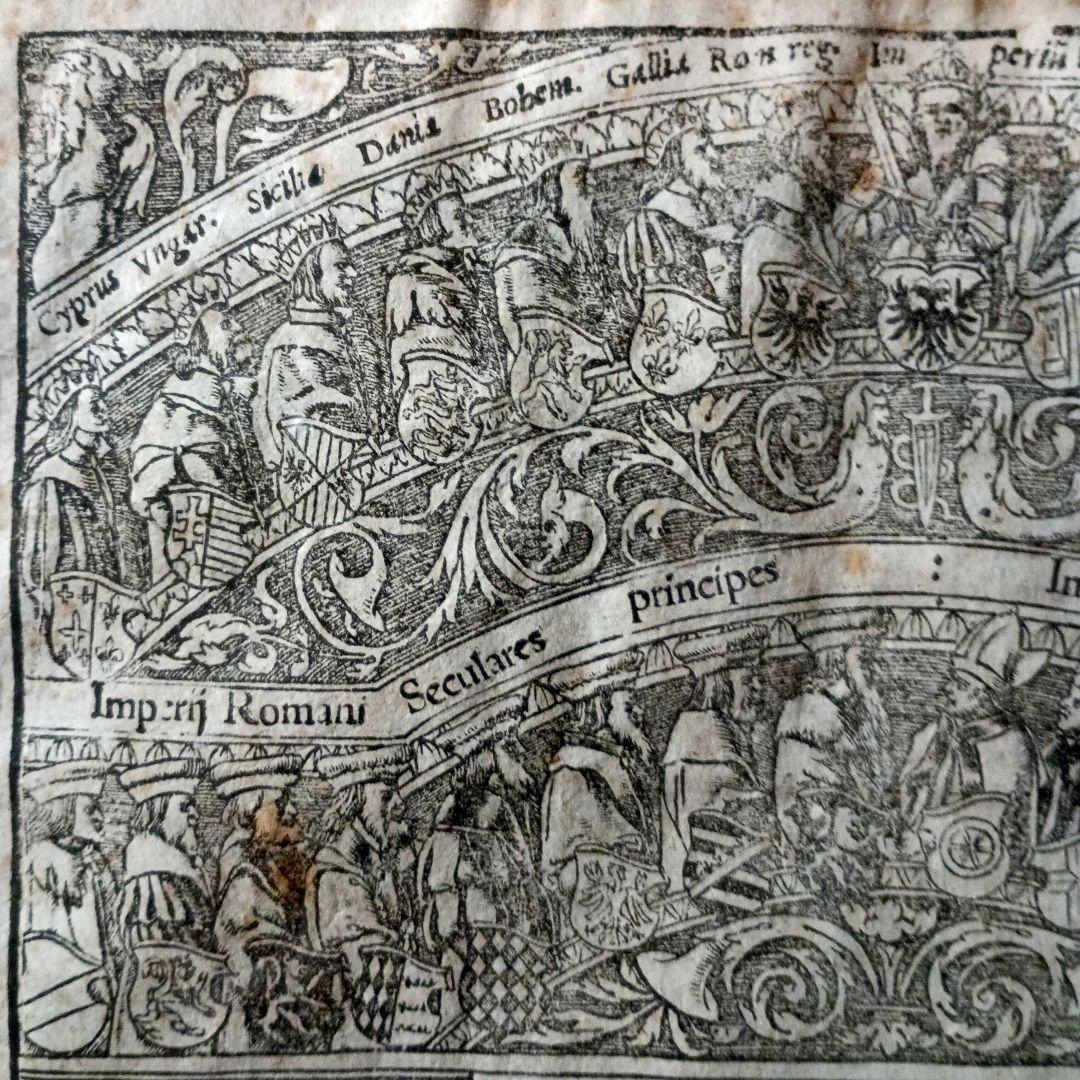 額装品 木版画 古地図の扉絵 1572年 ミュンスター 稀少 入手難作品