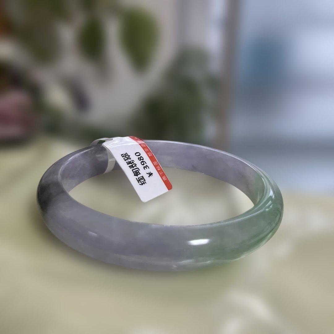 ミャンマー産翡翠バングル 魔除け黒混色開運三色.紫.緑. ❣️烏鶏