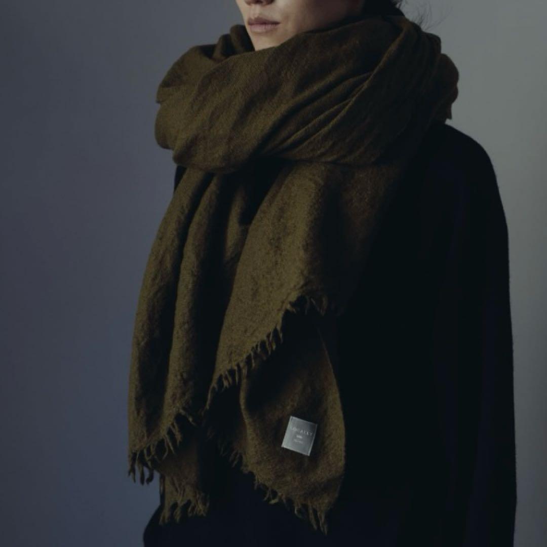 美品 locally muji stole 縮絨ウール カーキ ストール