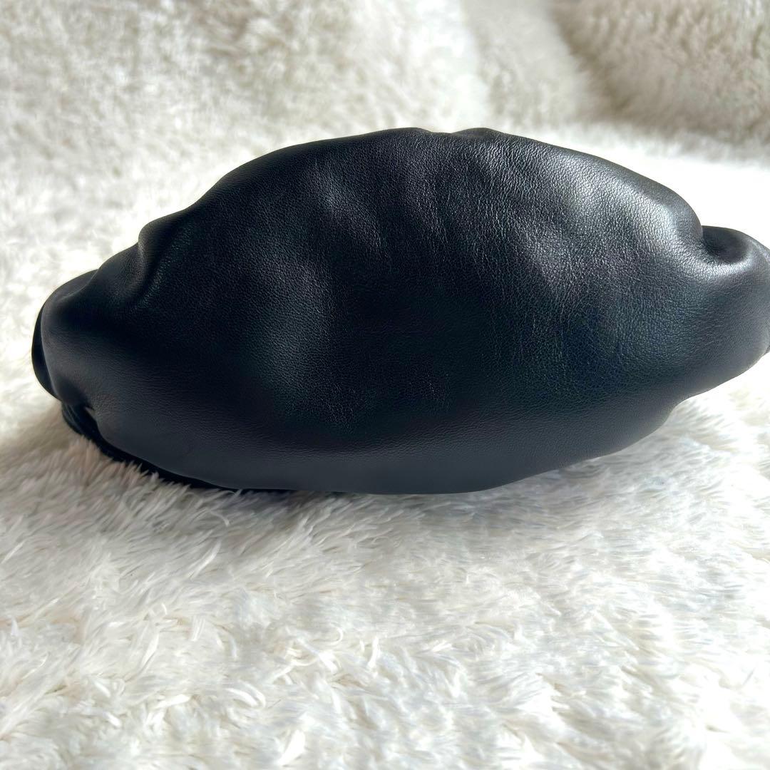 美品】ハマノ ハンドバッグ サンピエトロ がま口 ビジュー ブラック