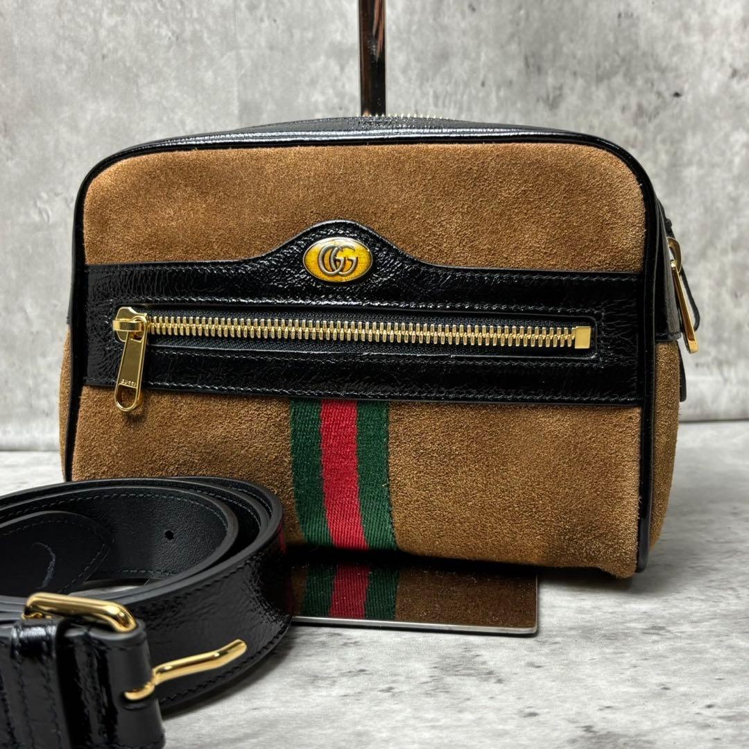 未使用級✨GUCCI ショルダーバッグ スエード GGロゴ シェリーライン 茶 GUCCI GGシェリーラインロゴフラップショルダー(ヴィンテージバッグ