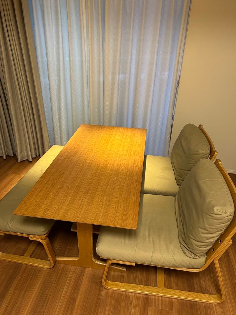 引取り限定】無印良品 ダイニングテーブルセット（テーブル、椅子2脚