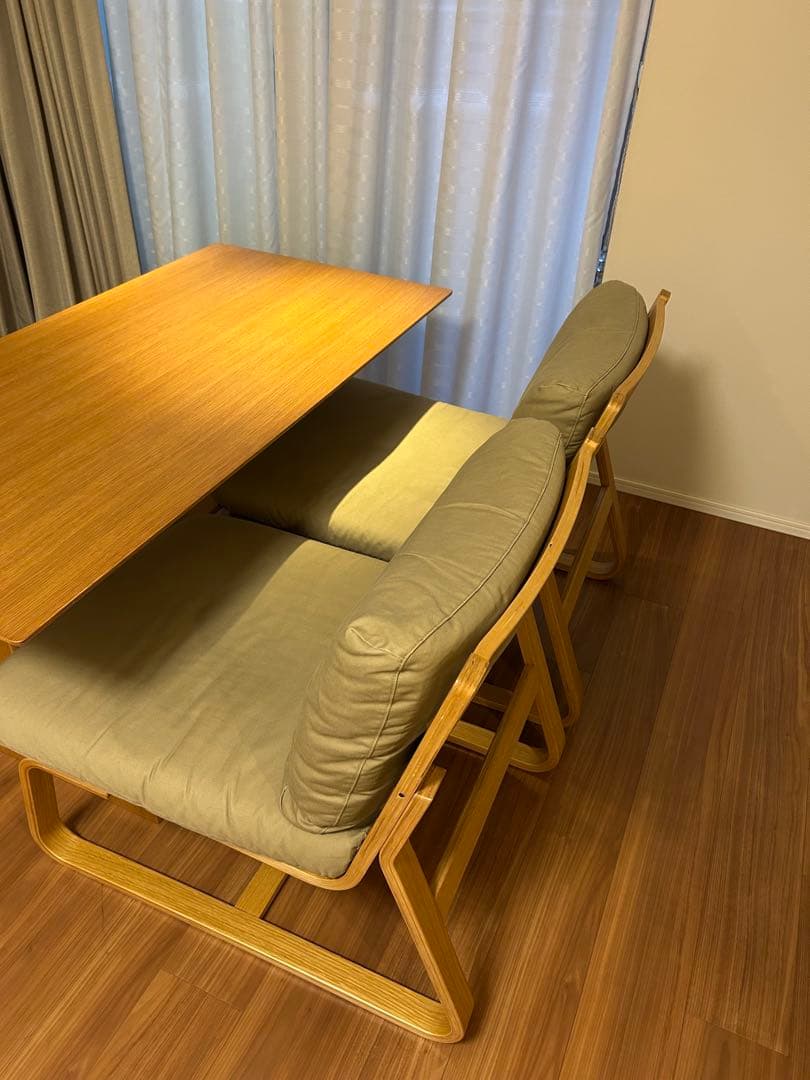 引取り限定】無印良品 ダイニングテーブルセット（テーブル、椅子2脚