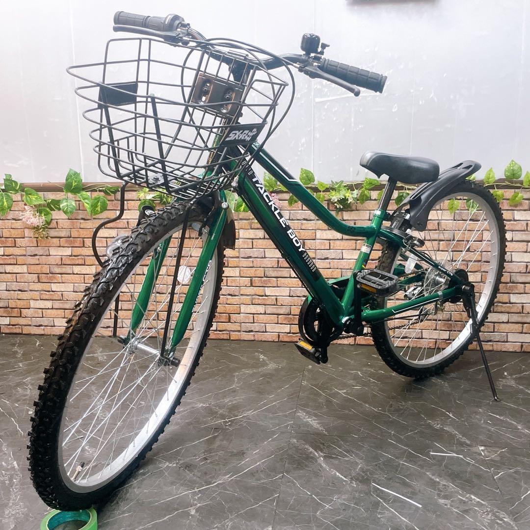 25】子供用自転車 子供車 TACKLE BOY グリーン 26インチ