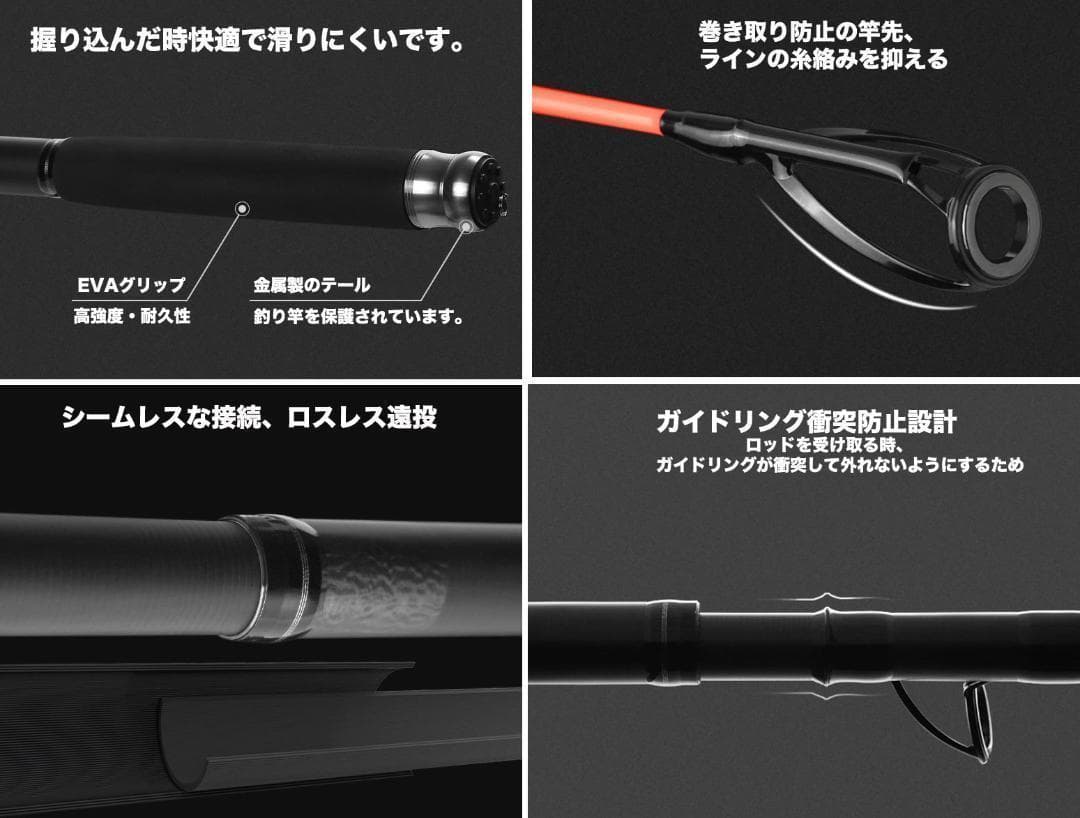 YU58 ロッド コンパクト 釣り竿 投げ竿 釣竿 炭素繊維 伸縮式 3.0m