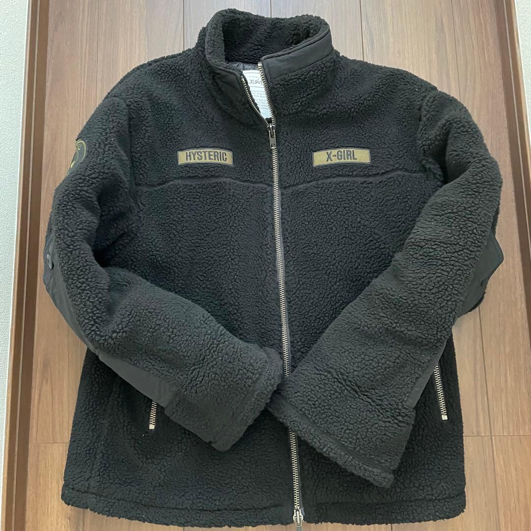 即完売！ヒステリックグラマー×X-girlミリタリーボアジャケット黒S