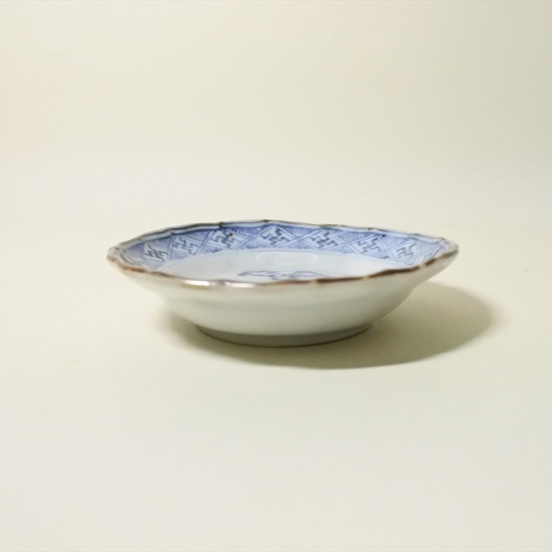 江戸中期～後期 伊万里 染付 鯉 荒磯 小皿 2枚組 骨董品 アンティーク c