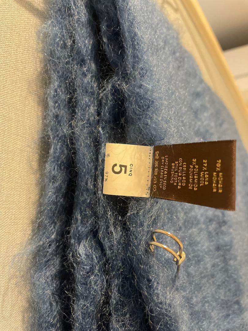 cinq wool展 モヘヤのストール（ブルー）大判 - メルカリ